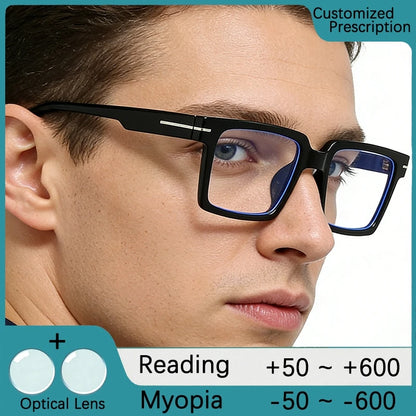 Square Women Reading Eyeglass Fashion Progressive Glasses Man's Myopia Eyewear Customized Prescription Lenses
