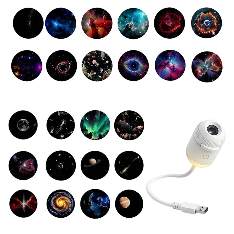 Mini Starry Sky Projector Lamp Usb Portable Galaxy Night Light For Bedroom Sleep Atmosphere Decor Gift