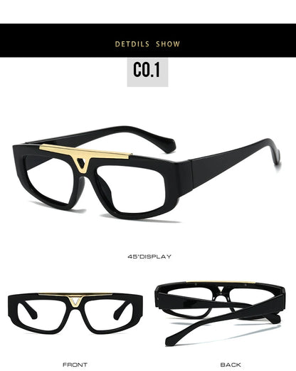 Brand Square Blue Light Blocking Men Reading Glasses Fashion Yellow Small Frame Double Bridge Hollowing Out Prescription Glasses