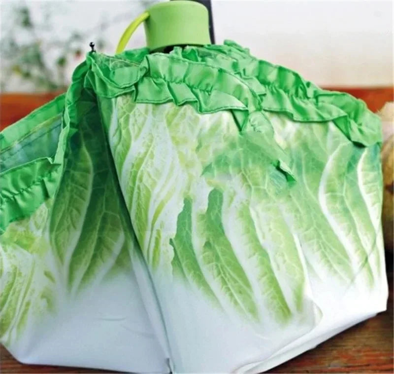 Creative Cabbage Umbrella UV Protection Beach Funny Vegetable Umbrella Parasol Gifts Lettuce Folding Rainy and Sunny Umbrellas