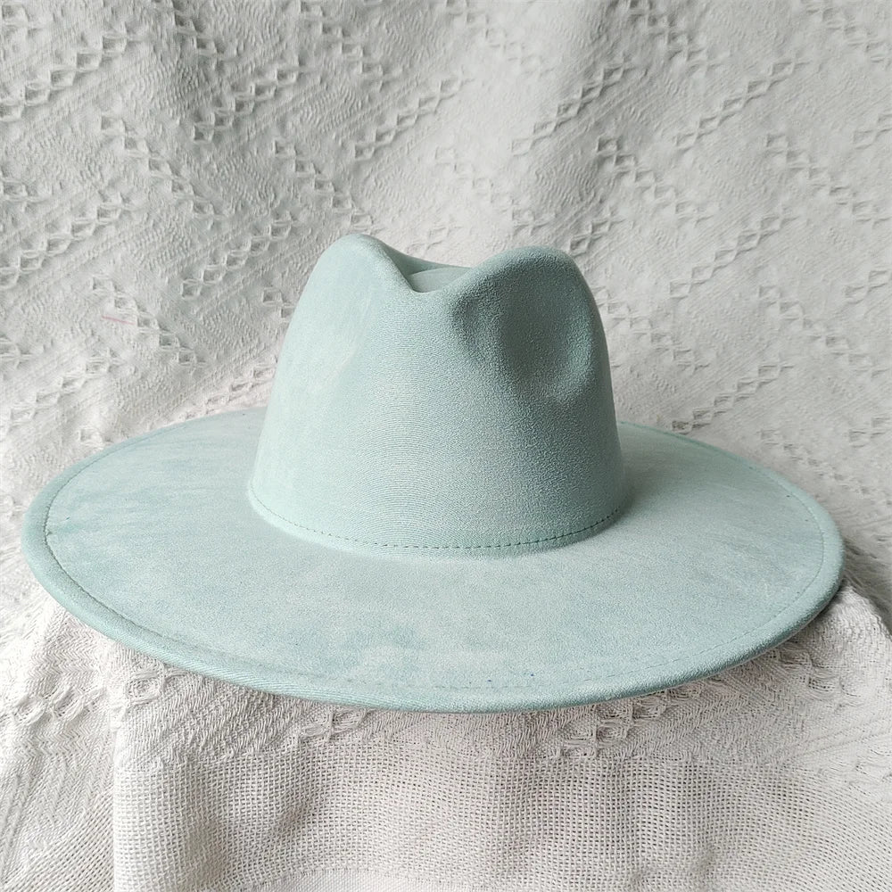 Colorful Suede Wide Brim Felt Fedoras Women's Hat Men's Church Jazz Hat Denim Hat Panama шляпа женская летняя 2024