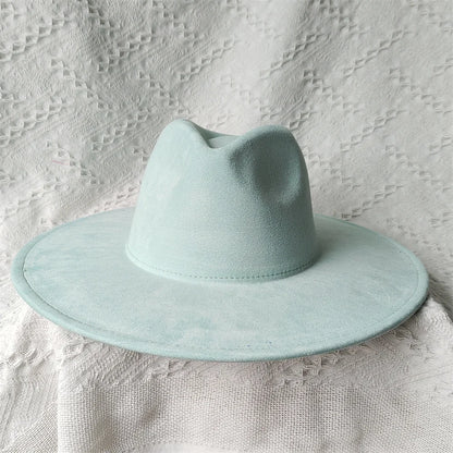 Colorful Suede Wide Brim Felt Fedoras Women's Hat Men's Church Jazz Hat Denim Hat Panama шляпа женская летняя 2024