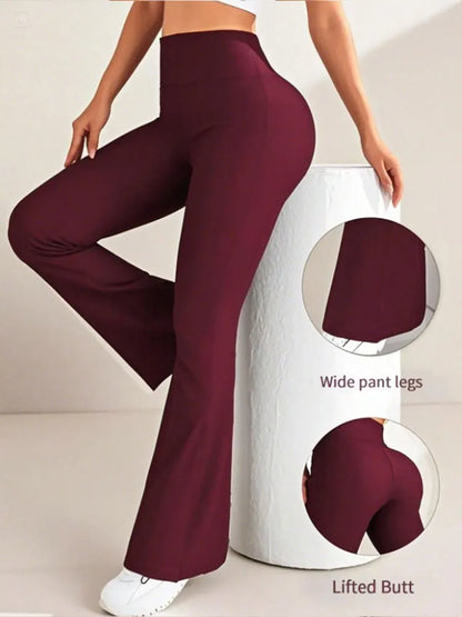Women's High-Waisted Yoga Flare Pants - Red/White/Black Bootcut Workout Leggings,Plus Size Clothes,Pants & Capris,Jeans（New）