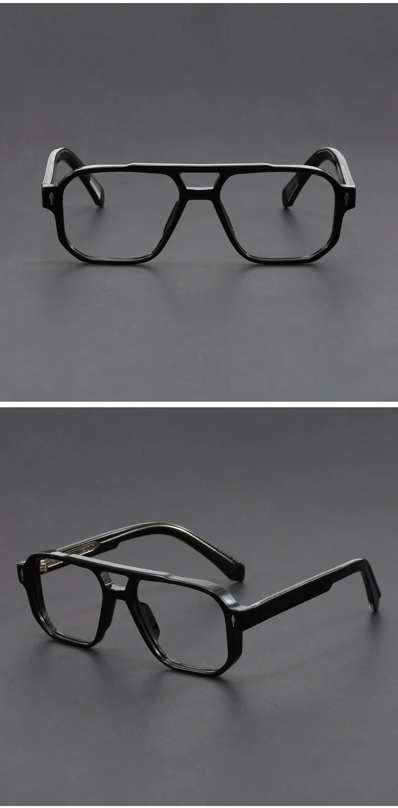 Double Bridges Anti Blue Light Reading Glasses Men Retro Women Square Glasses Frame Fashion Men Myopia Eyewear Fake Eyelasses -2
