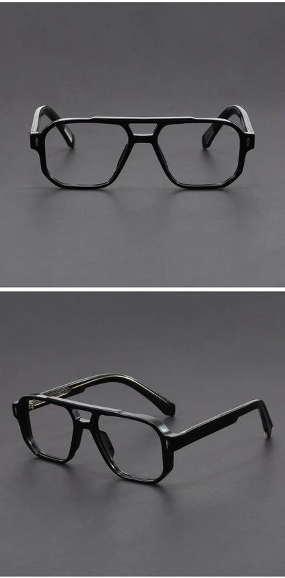 Double Bridges Anti Blue Light Reading Glasses Men Retro Women Square Glasses Frame Fashion Men Myopia Eyewear Fake Eyelasses -2