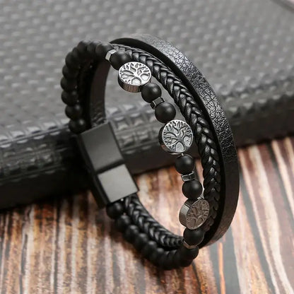 Classic Men's Leather Bracelet New Style Hand-woven Multi-layer Combination Accessory Fashion Man Jewelry