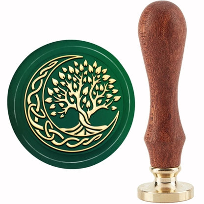Set Tree of Life Wax Sealing Stamp Vintage Plant Wax Seal Stamp with 30mm Brass Head and Wooden Handle for Envelopes Photo
