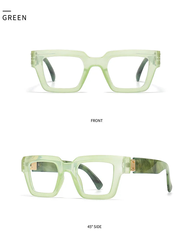 New Green Oversized Square Reading Glasses Men Women Personality Optical Eyeglasses Anti Blue Light Computer Presbyopic Glasses
