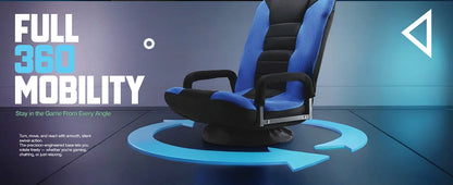 Swivel Floor Gaming Chair - Video Lounger Enjoy 6 Different Positions, Adjustable Backrest, Removable Arm Rests, Folds to Store