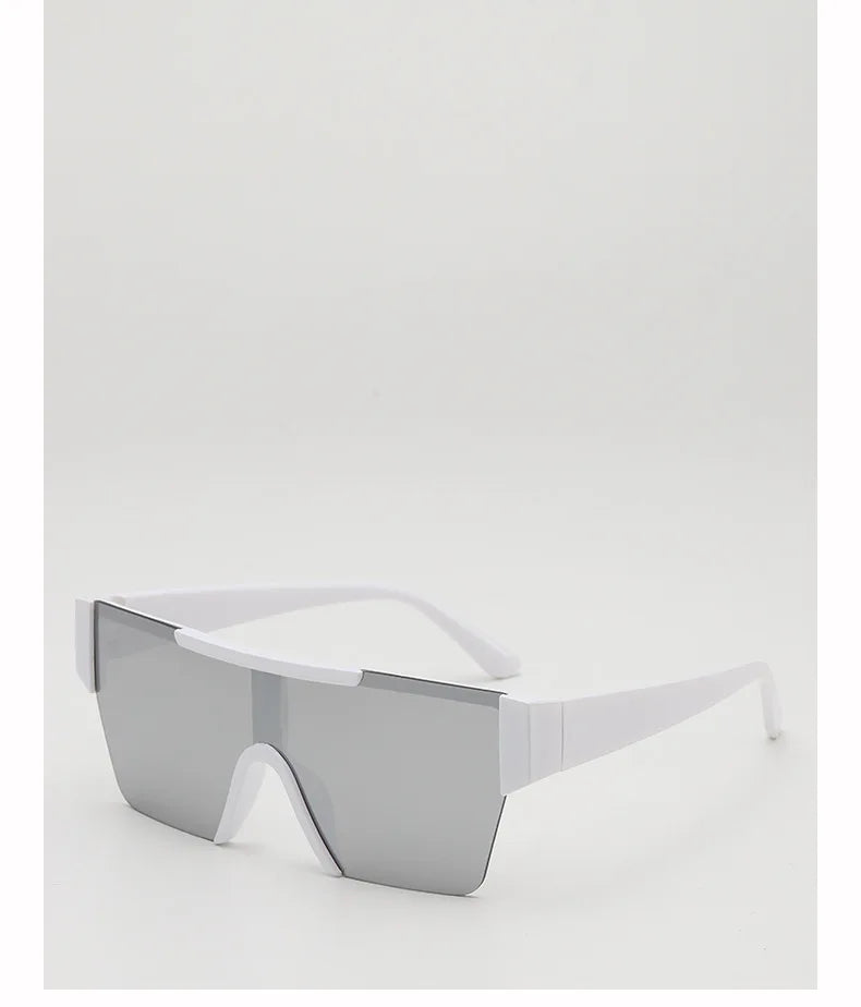 Retro Big Square Frame Women Men Sunglasses Fashion One Piece Black Silver Lens Shades UV400 Trending Sun Glasses Eyewear 2026