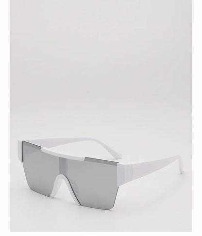 Retro Big Square Frame Women Men Sunglasses Fashion One Piece Black Silver Lens Shades UV400 Trending Sun Glasses Eyewear 2026