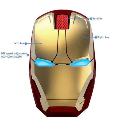 Cool Wireless Iron Man Mouse Mice Ergonomic 2.4g Portable Mobile Computer Click Optical Usb Receiver For Pc Laptop Mac Book Toys