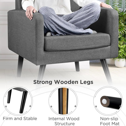Modern Living Room Chair, Mid-Century Armchair Button Tufted Back and Wood Legs, Vintage Lounge Chair for, Customized
