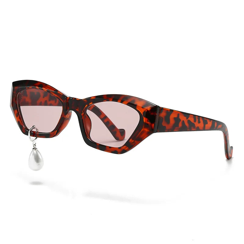 Pearl Diamond  DIY Tear Sunglasses for Women Small Frame Cat Eye Fashion Forward Mermaid Tear Aviator Eyewear