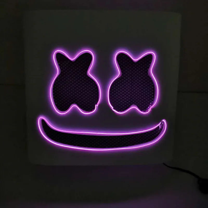 Halloween LED DJ Mask Lifelike Marshmello Mask Breathable Helmet Mask Durable Carnival Festival Halloween Party Props Cosplay