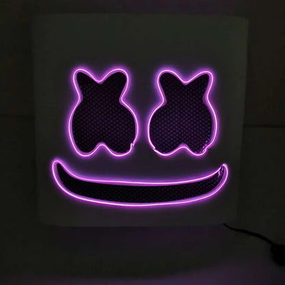 Halloween LED DJ Mask Lifelike Marshmello Mask Breathable Helmet Mask Durable Carnival Festival Halloween Party Props Cosplay