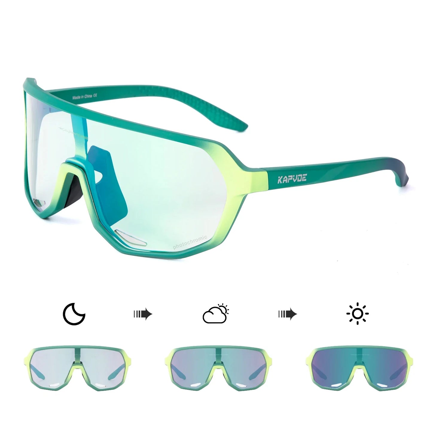 KAPVOE Photochromic Cycling Glasses Sports Sunglasses for Men Women UV400 Protection Bicycle MTB Mountain Bike Sunglasses
