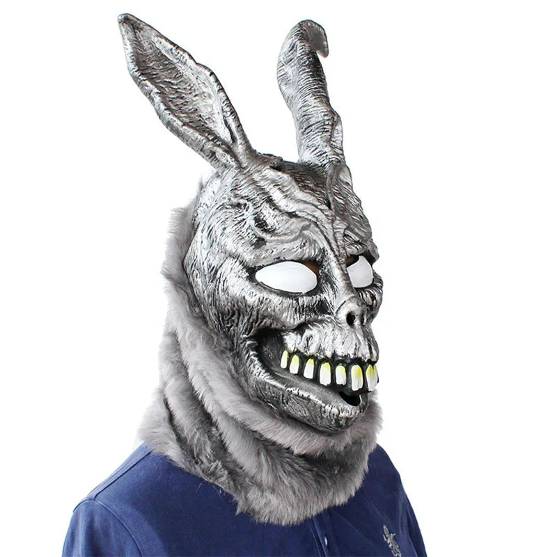 Funny Donnie Darko Frank the Bunny Rabbit Mask Latex and Fur Halloween Costume Animal Masks Party Cosplay Dress Props Adults