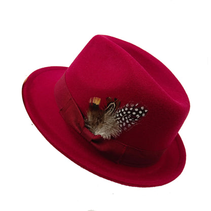 Women's Men's Fedora Hat Winter and Autumn Elegant Women's Gangster Trilby Felt Hamburg Church Jazz Hat 55-58CM Adjustable