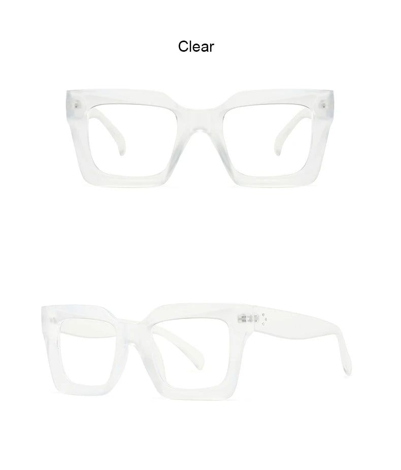 Vintage Oversized Square Anti Blue Light Reading Glasses Women Men Trending Optical Eyewear Finished Hyperopia Eyeglasses +2 +5