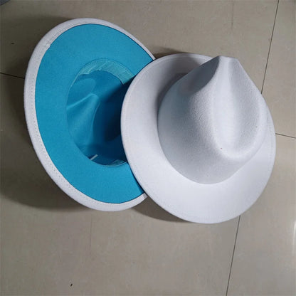 Sombreros Fedora Hat Dual Color Classic Jazz Hat Soft Fedora Hat Classic Men's and Women's Blue Jazz sombreros