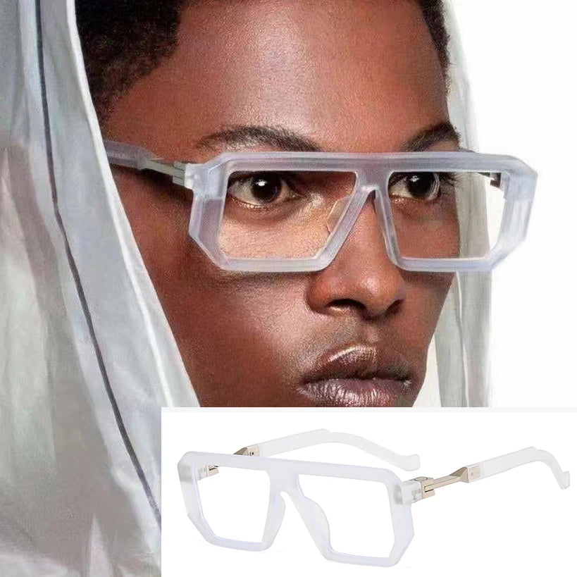 Retro Rectangle Men's Reading Glasses Transparent Computer Big Square Anti Blue Light Glasses Frame Punk Presbyopia Eyewear +1.5