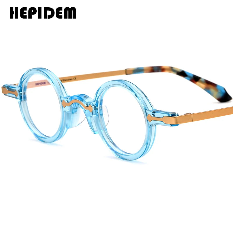 FONEX HEPIDEM Acetate Eyeglasses Frame Men 2025 New Small Round Brand Design Glasses Women Retro Vintage Eyewear Spectacles 9341