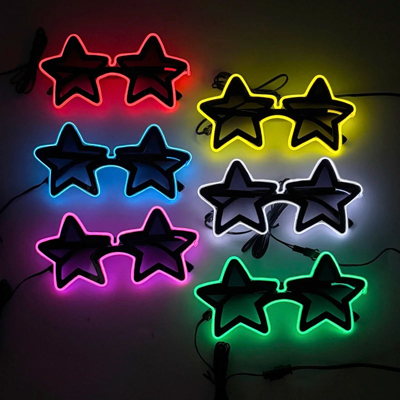 Cool glowing star shape glasses Led Light Up Star Glasses Glow In The Dark glasses for nightclub Birthday wedding party supplies