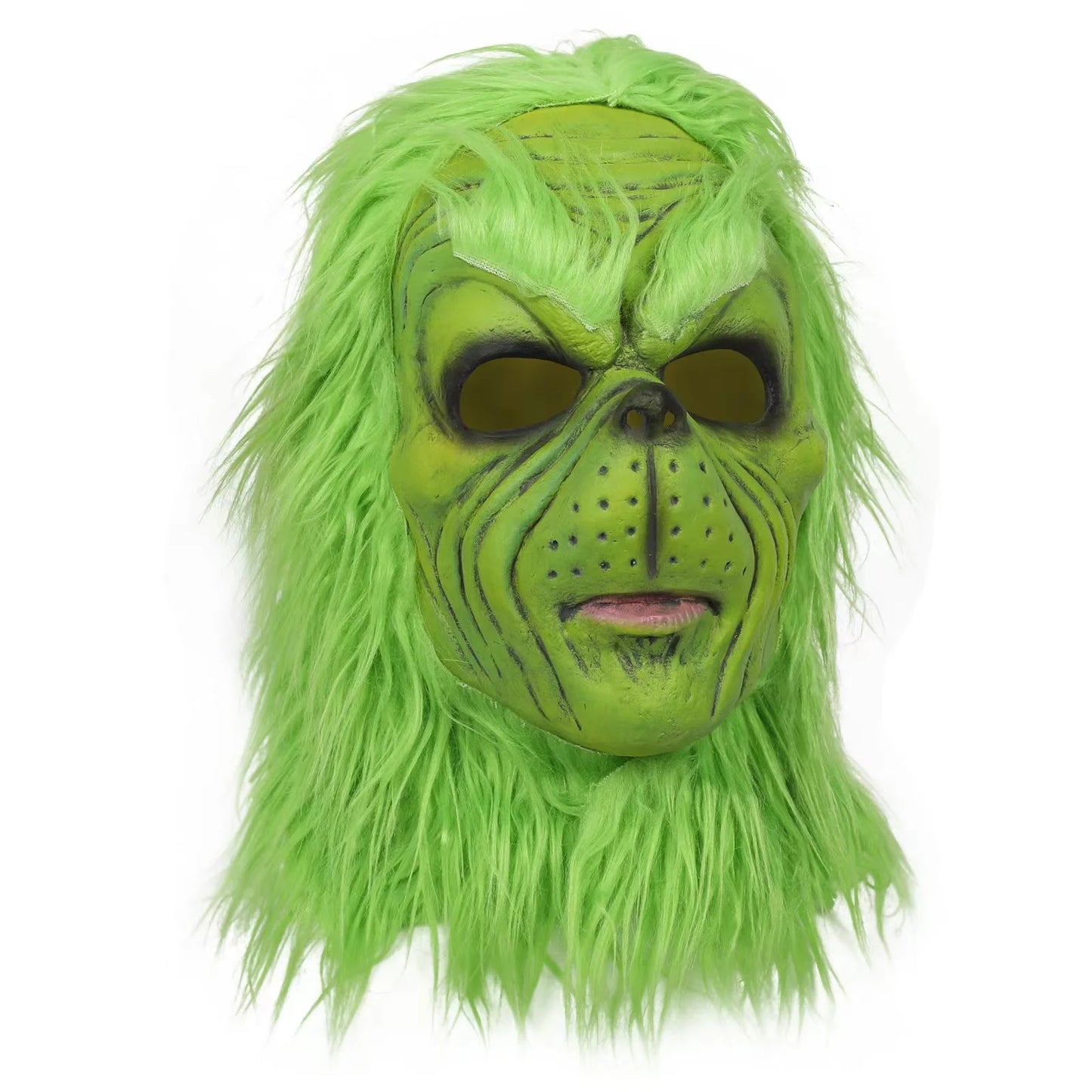 Christmas role-playing masks, Christmas Hats Costumes, Green fur Monster Latex Masks, Adult and Child Role-Playing Clothing Acce