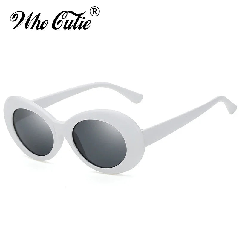 WHO CUTIE 2024 Goggles Oval Sunglasses Men Women Brand Designer 90S Colorful Retro Round Frame Kurt Cobain Shades Sun Glasses UV