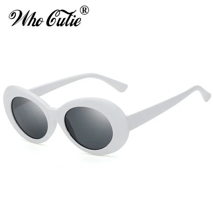 WHO CUTIE 2024 Goggles Oval Sunglasses Men Women Brand Designer 90S Colorful Retro Round Frame Kurt Cobain Shades Sun Glasses UV