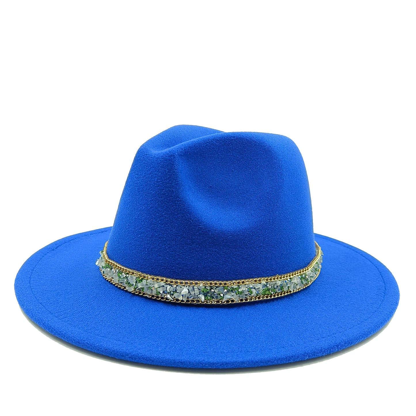 women fedoras golden chain fedora hat women men wide brim solid color jazz top hat autumn winter new Panama hat gentleman hat