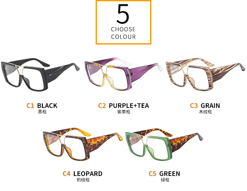 Fashion Brand Oversized Square Myopia Glasses Women Men Trend Green Graduation Eyeglasses Anti Blue Light Prescription Glasses