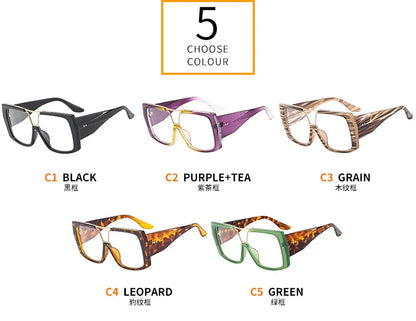 Fashion Brand Oversized Square Myopia Glasses Women Men Trend Green Graduation Eyeglasses Anti Blue Light Prescription Glasses