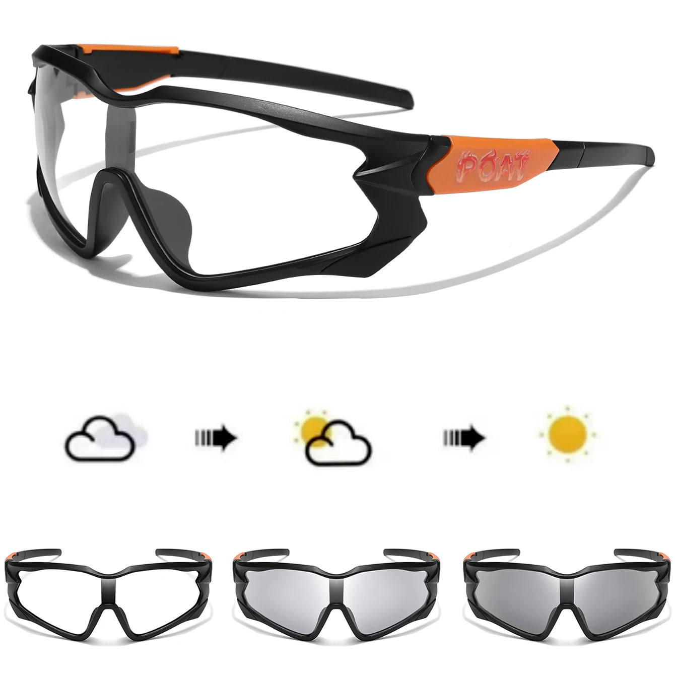 POAT Brand Photochromic Eyewear for Men Women MTB Bike Bicycle Cycling Fishing Running Glasses New Style Sunglasses Sports
