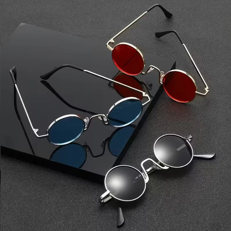 3-piece Fashion Retro Round Frame Trendy Sunglasses Unisex Suitable for Beach, Outdoor Street, Photography