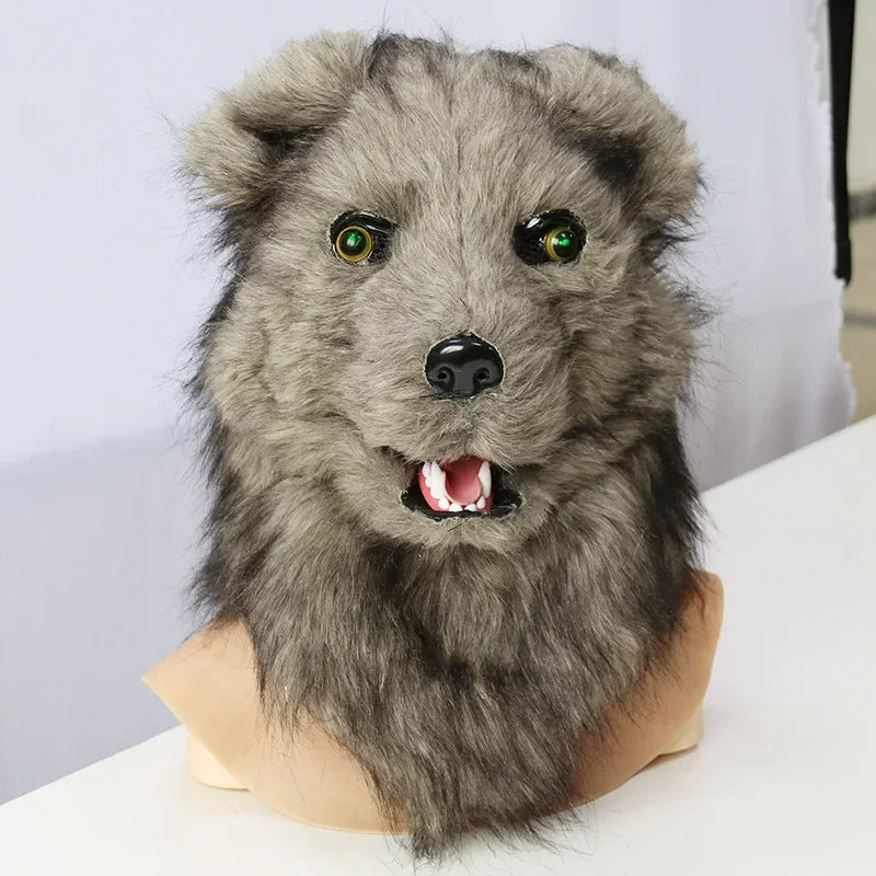 Plush Panda Head Mask Halloween Cosplay Costume Props Animal Fur Panda Helmet Mask Cosplay Funny Animal Headgear