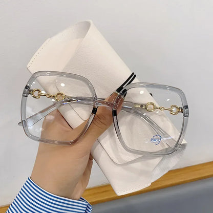 Fashionable Large Frame Myopia Glasses with Anti Blue Light and Anti Radiation High-definition Women's Full Frame Glasses