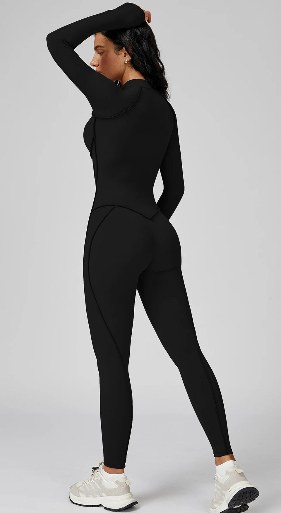 Women's Contrast Collar Half-Zip Bodysuit One-Piece High-Intensity Fitness Sports Jumpsuit Yoga Suit