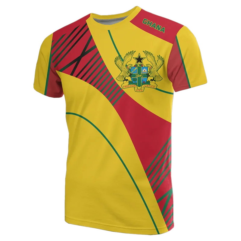 African Ghana T-shirt Fashion 3D Printed Coat Of Arms T Shirts For Men Casual Round Neck Tees Summer Sports Tops Short Sleeves