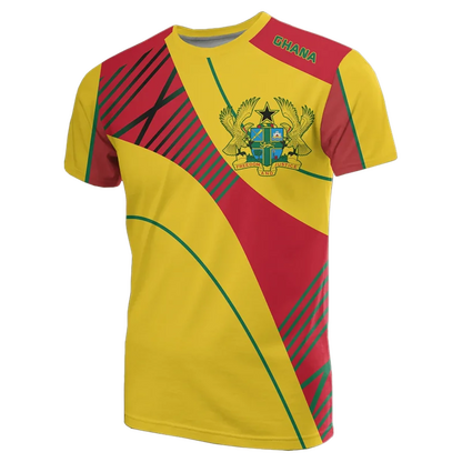 African Ghana T-shirt Fashion 3D Printed Coat Of Arms T Shirts For Men Casual Round Neck Tees Summer Sports Tops Short Sleeves