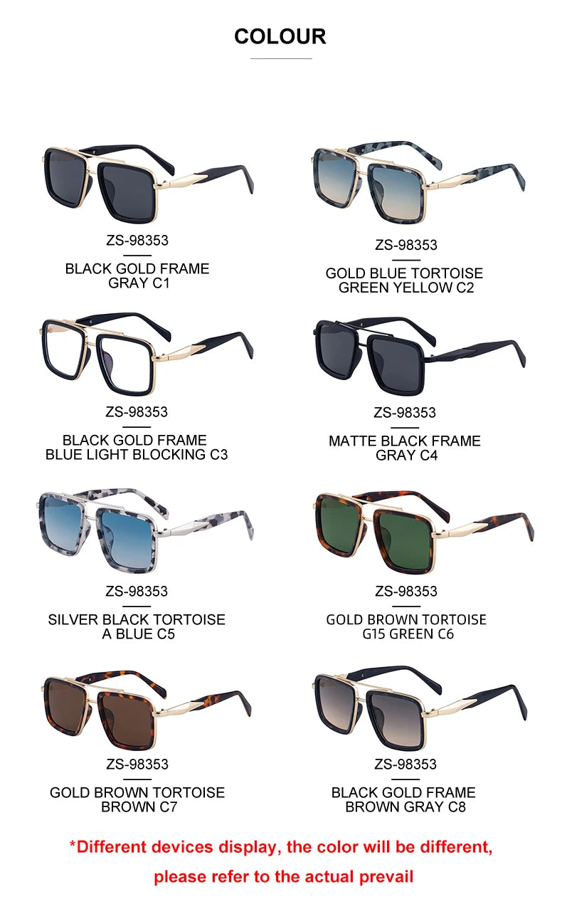 Vintage Oversized Square Polarized Sunglasses Men 2026 Luxury Steampunk Metal Frame Double Beam Driving Eyewear UV400 Shades