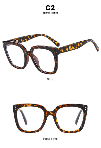 Black Oversized Square Reading Glasses for Women Rivets Retro Presbyopia Eyeglasses Female Transparent Optical Lenses