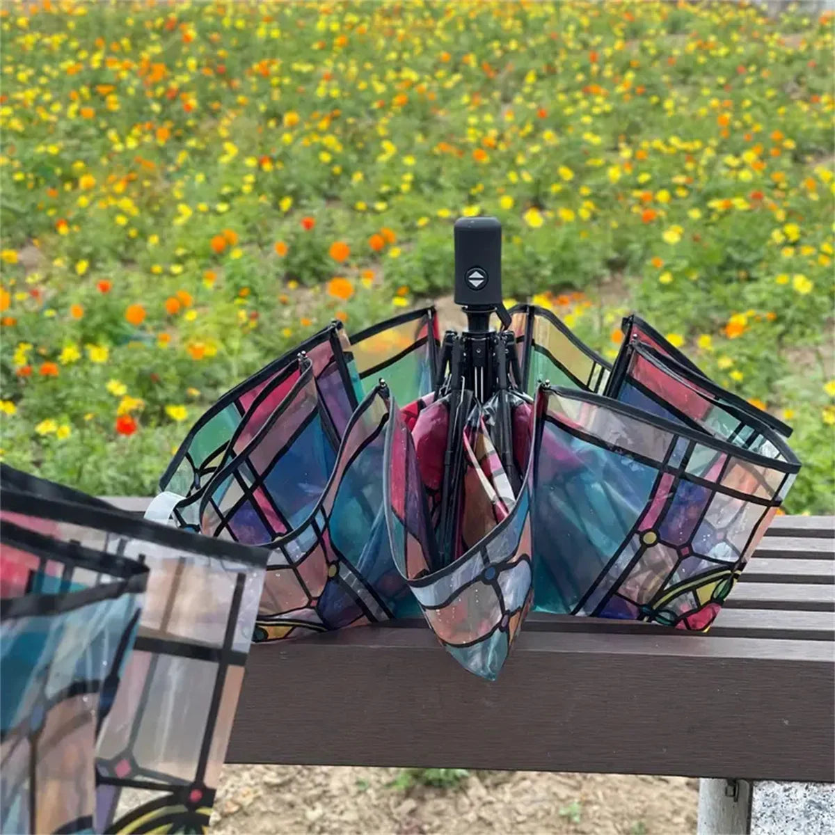 1 Piece of Transparent Glass Window Grille Pattern Pvc Material, Windproof, Waterproof and Rainproof, Suitable for Commuting to Take Photos, Available in a Variety of Styles, Available for Men and Women