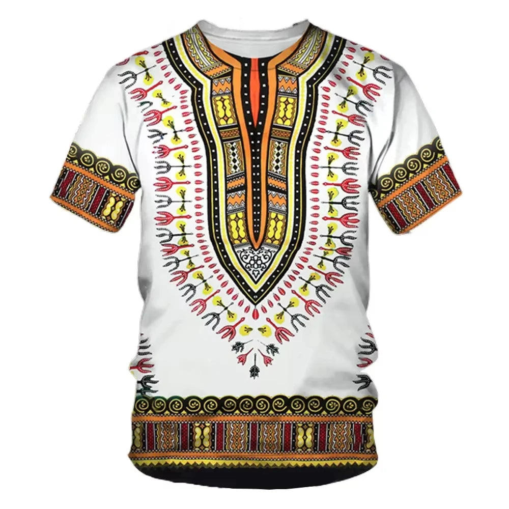 Summer New Men's African Ethnic Style Pattern 3D Print T-shirt Short Sleeve Tees Casual Harajuku Sports Oversized Unisex Tops