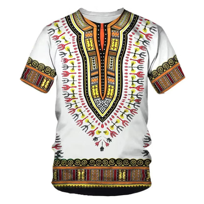Summer New Men's African Ethnic Style Pattern 3D Print T-shirt Short Sleeve Tees Casual Harajuku Sports Oversized Unisex Tops