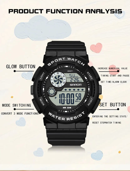 SANDA G Style Fashion Women Sport Watches Alarm Clock Waterproof Stopwatch LED Digital Women Electronics Chronograph Wrist Watch