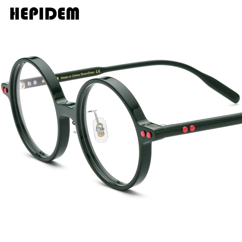 FONEX HEPIDEM Acetate Eyeglasses Frame Men 2025 New Small Round Brand Design Glasses Women Retro Vintage Eyewear Spectacles 9341