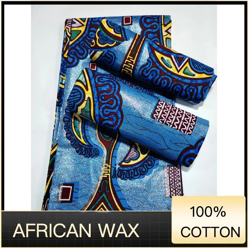 Soft Pagne 100%Cotton Gold Print Fabric African Real Wax Fabric High Quality Nigeria Ankara Grand  Fabric