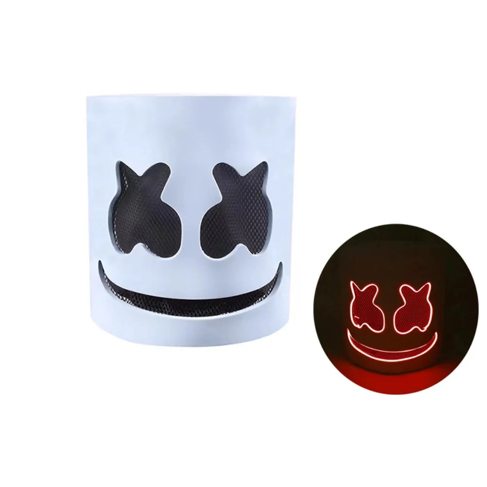 Party Decor LED Halloween Luminous Head Cover Glowing Plastic DJ Marshmallow Mask Universal Neon Headgear Bar